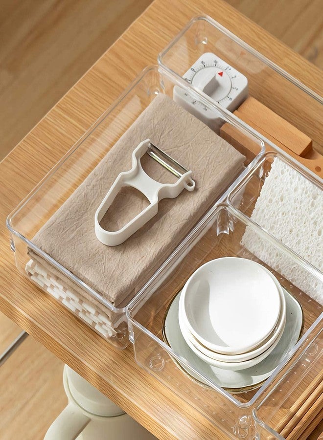 INKULTURE Transparent Drawer Storage Box Ideal for Organizing Kitchen Drawers, Offices, Desks, Kitchen Utensils, Cosmetics and Bathrooms Size-35.10cmx15.24cmx 5.02cm Pack of 02 - Image 5